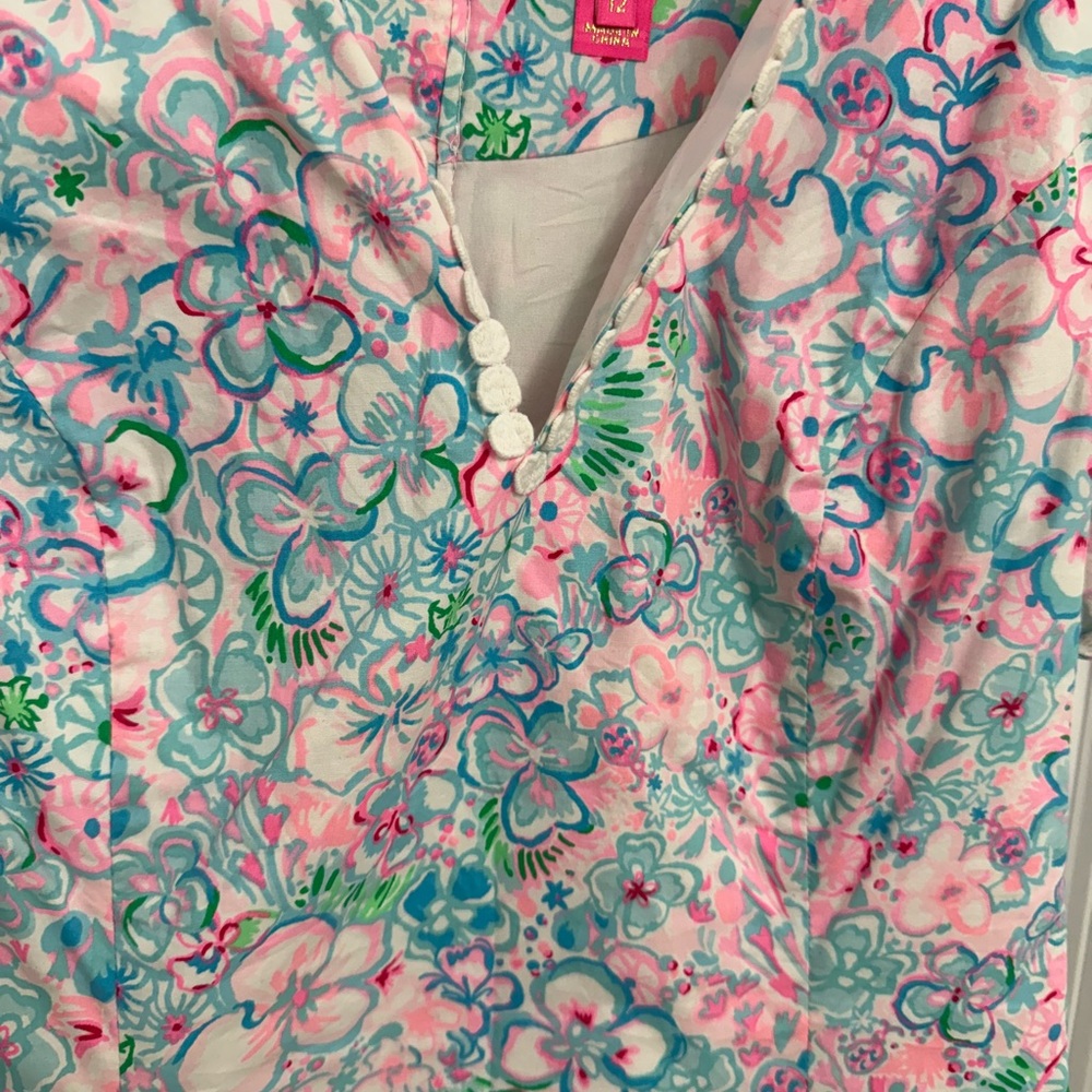 Lilly Pulitzer Pink Blue Green Floral Shift Dress! Size 12! - Picture 3 of 5